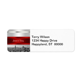 NYC Skyline BW 05 White Red Invite Suite