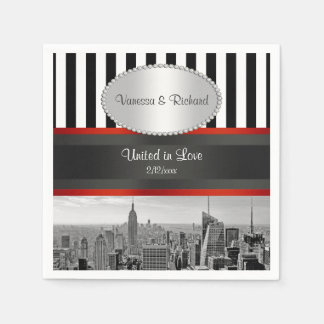 NYC Skyline BW Schwarz-weiß Stripe P Wedding Serviette