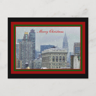 NYC Skyline Chrysler Bldg, Flatiron Schnee Weihnac Feiertagspostkarte