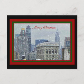 NYC Skyline Chrysler Bldg, Flatiron Snow Christmas Feiertagspostkarte