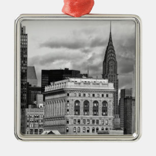 NYC-Skyline: Chrysler Building, Flatiron, Citi BW Ornament Aus Metall
