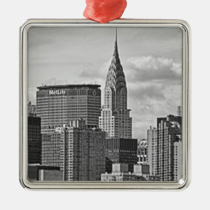 NYC-Skyline: Chrysler Building, Met Life SW Ornament Aus Metall