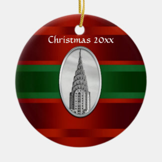 NYC Skyline: Chrysler Gebäude Xmas #3 Keramikornament