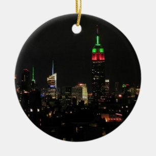NYC-Skyline: Emp St Building Weihnachtsfarben Keramikornament