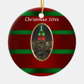 NYC Skyline: Emp St Gebäude Night Xmas #6R Keramik Ornament