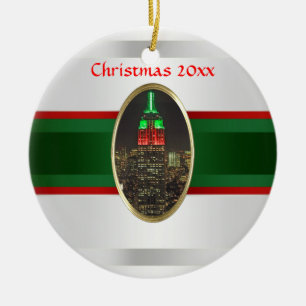 NYC Skyline: Empire State Gebäude Night Xmas #6W Keramikornament