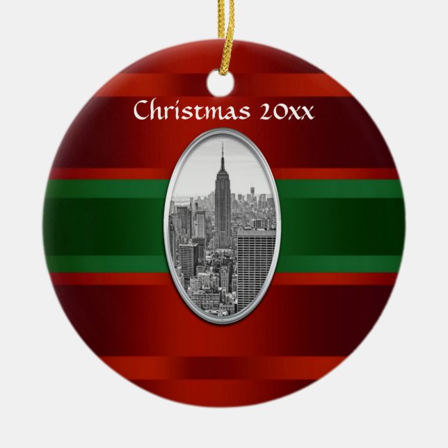 NYC Skyline: Empire State Gebäude Xmas #3 Keramikornament (Vorne)