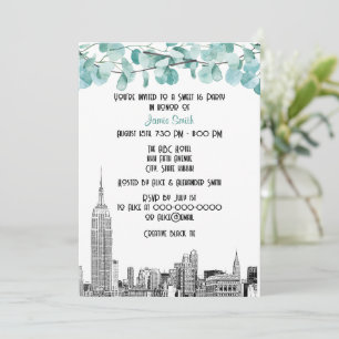 NYC Skyline ESB Ätzung Eucalyptus Sweet 16 Einladung
