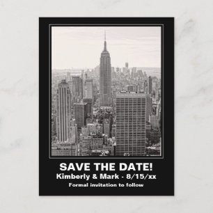 NYC Skyline ESB BW 1 Save the Date Ankündigungspostkarte