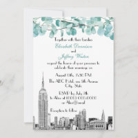 NYC Skyline ESB Etch Eucalyptus Wedding