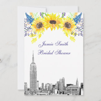 NYC Skyline ESB Etch Sunflower #2 Brautparty Einladung