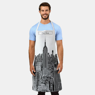 NYC Skyline ESB Top of the Rock Etched White BG Schürze