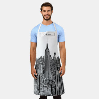 NYC Skyline ESB Top of the Rock Etched White BG Schürze