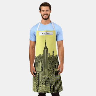 NYC Skyline ESB Top of the Rock Etched Yellow BG Schürze
