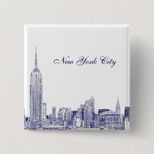NYC Skyline Etched 01 Blue Button