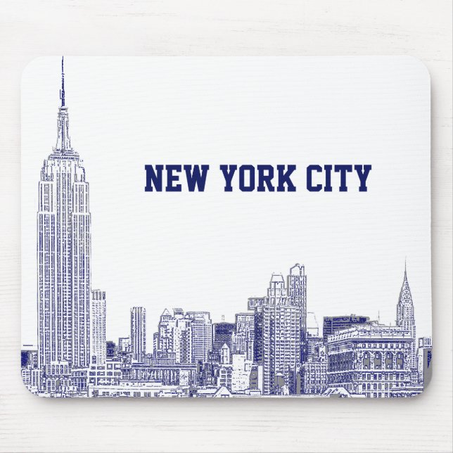 NYC Skyline Etched 01 Blue Mousepad (Vorne)
