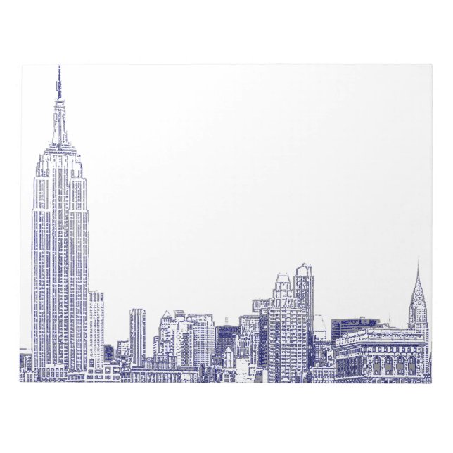 NYC Skyline Etched 01 Blue Notizblock (Vorderseite)
