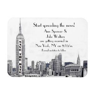 NYC Skyline Etched 01 Save the Date Magnet