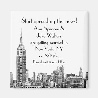 NYC Skyline Etched 01 Save the Date Magnet