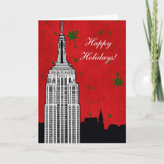 NYC Skyline Etched ESB 2 Weihnachtsfeiertag Feiertagskarte