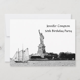 NYC Skyline Etched St of Liberty Birthday Party Einladung