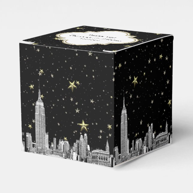 NYC Skyline Etched Starry DIY BG Color Geschenkschachtel (Vorderseite)