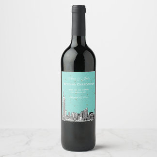 NYC Skyline Etched Starry DIY BG Color Weinetikett