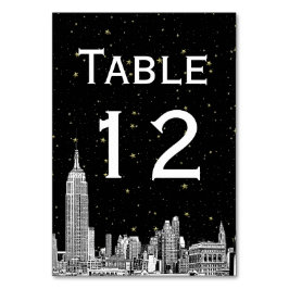 NYC Skyline Etched Starry DIY BG SQ Tischnummer