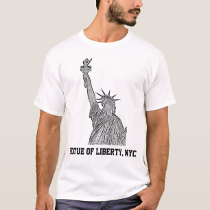 NYC Skyline: Freiheitsstatue Etched Look BW T-Shirt