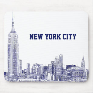 NYC-Skyline geätzt 01 Blau Mousepad