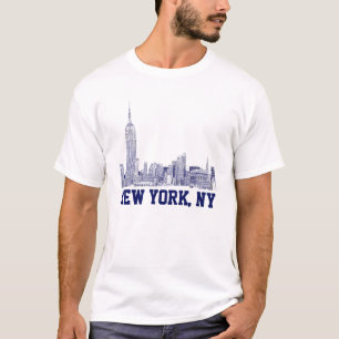 NYC-Skyline geätzt 01 Blau T-Shirt