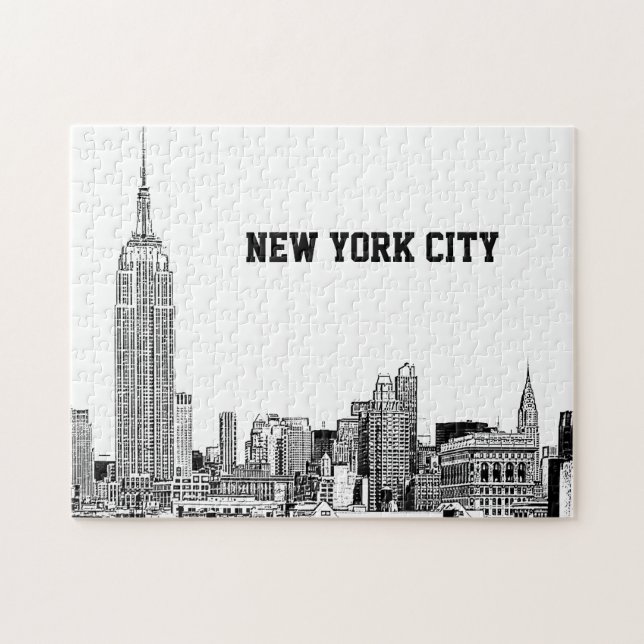 NYC-Skyline geätzt 01 Puzzle (Horizontal)