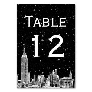 NYC-Skyline geätzte sternenklar DIY-Hintergrund-Ti Tischnummer