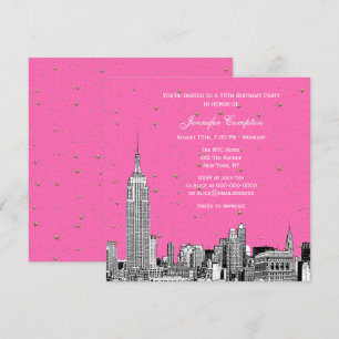 NYC-Skyline geätzter Sternenhimmel DIY-Hintergrund Einladung
