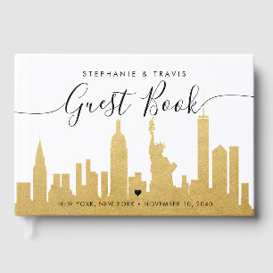 NYC Skyline Gold New York Hochzeit in Urlaubsort Gästebuch