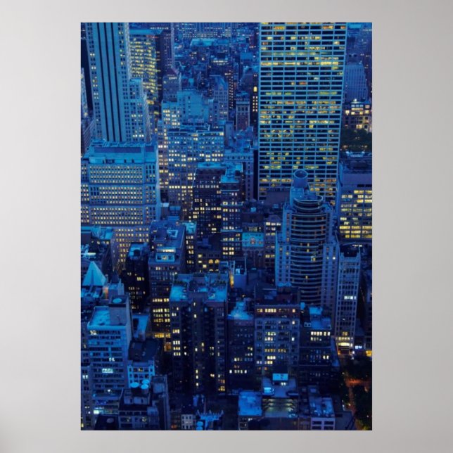 NYC Skyline, Hochwinkel bei Dämmerung Poster (Vorne)