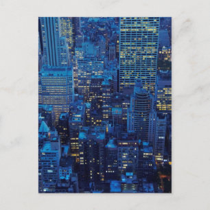 NYC Skyline, Hochwinkel bei Dämmerung Postkarte