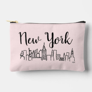NYC Skyline Illustration Makeup Bag Zubehörtasche
