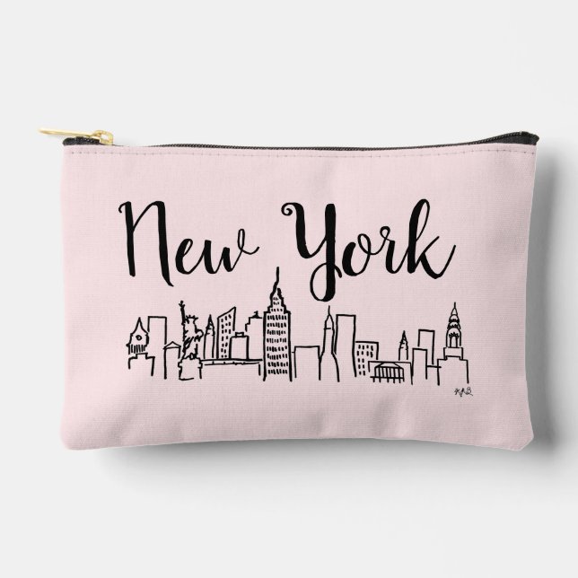 NYC Skyline Illustration Makeup Bag Zubehörtasche (Vorderseite)