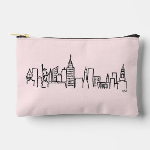 NYC Skyline Illustration Makeup Bag Zubehörtasche