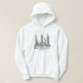 NYC Skyline Illustration with Statue of Liberty Hoodie