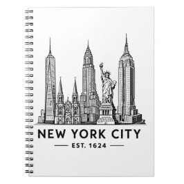 NYC Skyline Illustration with Statue of Liberty Notizblock