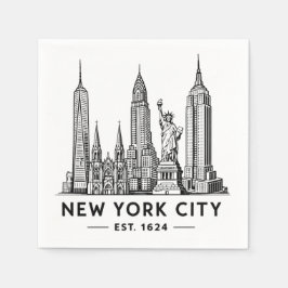 NYC Skyline Illustration with Statue of Liberty Serviette