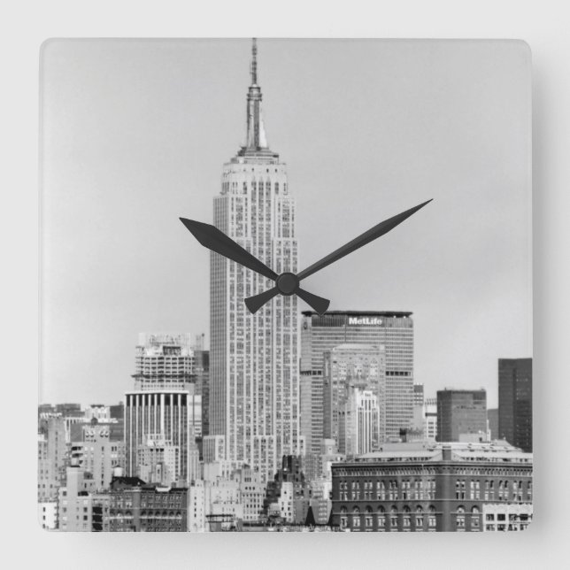 NYC Skyline IV Quadratische Wanduhr (Vorderseite)