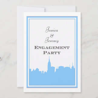 NYC Skyline Lt Blue Silhouette #2 DIY Verlobung Einladung