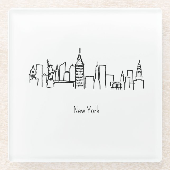 NYC-Skyline New York Illustration Glasuntersetzer (Vorderseite)