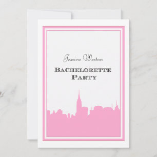 NYC Skyline Pink Silhouette #2 DIY Bachelorette Einladung