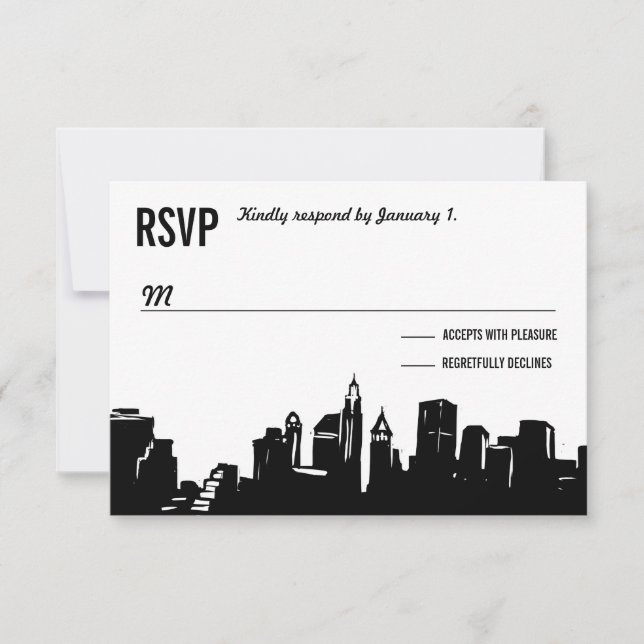NYC Skyline | RSVP-Karten für Hochzeiten RSVP Karte (Vorderseite)