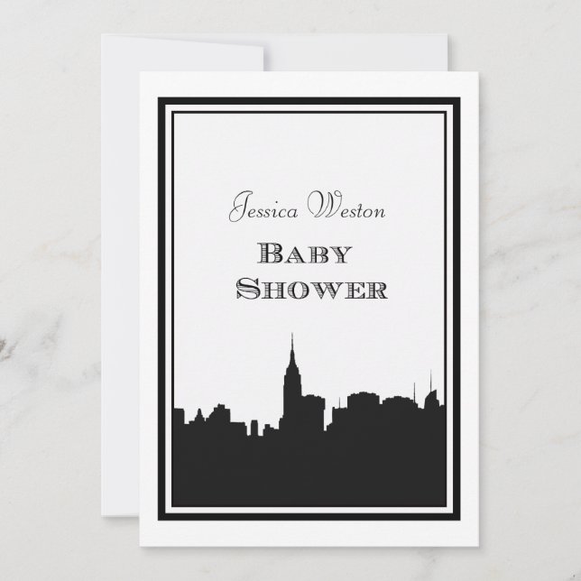 NYC Skyline Silhouette #2 DIY Babydusche Einladung (Vorderseite)