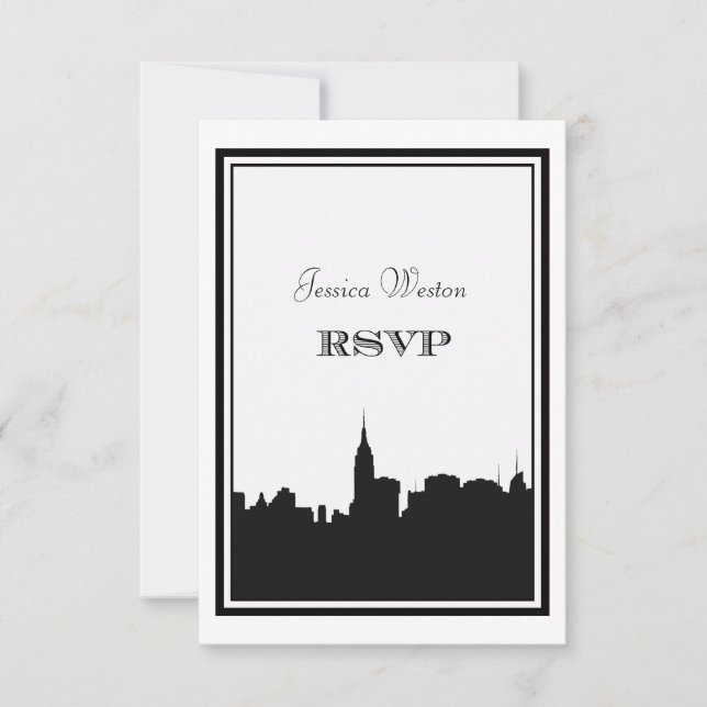 NYC Skyline Silhouette #2 DIY UAWG RSVP Karte (Vorderseite)